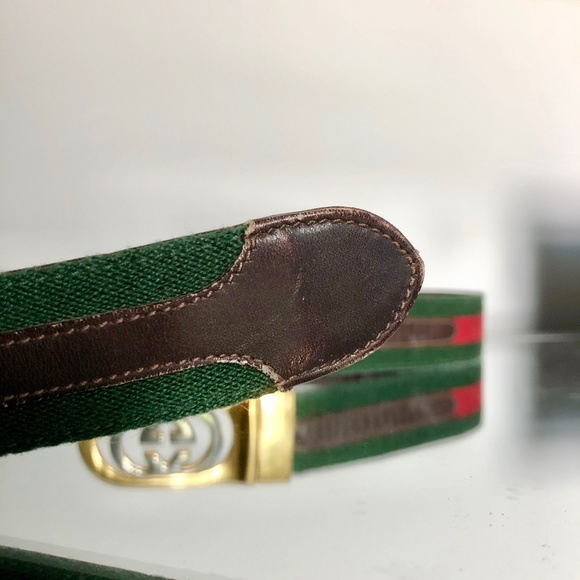 Vintage Gucci GG Logo Buckle Leather Belt